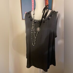 Vera Wang sleeveless tank in sheer and satin XL